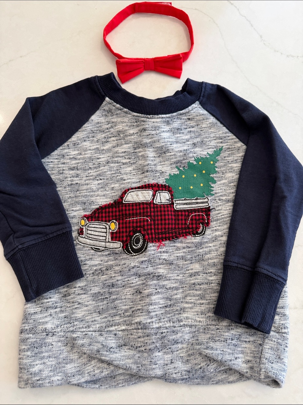 Kids Navy & Heather Gray Holiday Truck Sweatshirt